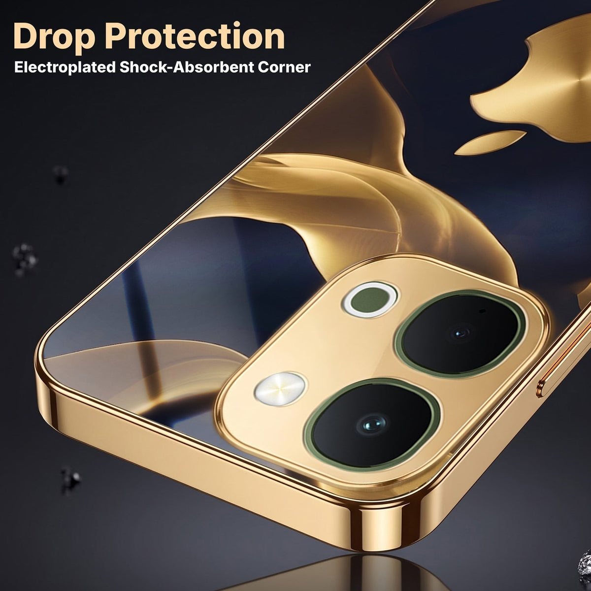 Vivo Y51 Pro 5G Luxury Wave Gold Electroplated Glass Phone Back Case