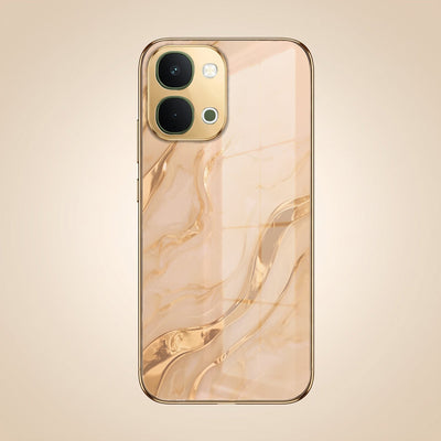 Vivo Y51 Pro 5G Marvel Texture Gold Electroplated Glass Phone Back Case