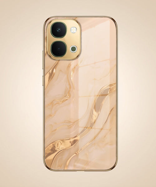 Vivo Y51 Pro 5G Marvel Texture Gold Electroplated Glass Phone Back Case