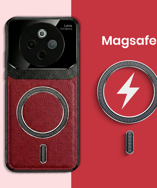 Vivo T4 5G Premium Magsafe Magnetic Leather Lens Protective Case