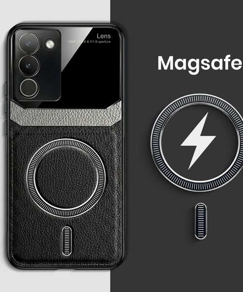 Vivo Y200 5G Premium Magsafe Magnetic Leather Lens Protective Case