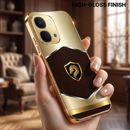 Vivo Y51 Pro 5G Dragon Crest Gold Electroplated Glass Phone Back Case
