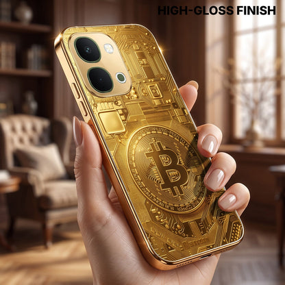 Vivo Y51 Pro 5G Bitcoin Gold Electroplated Glass Phone Back Case