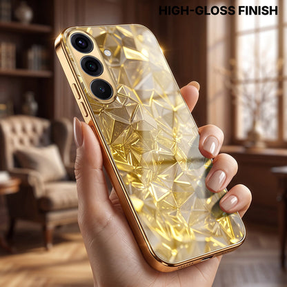 Samsung Galaxy A56 5G Golden Diamond Shatter Gold Electroplated Glass Phone Back Case
