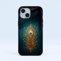Iphone 15 5G Golden Peacock Feather Protective Cases