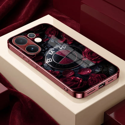 Vivo V60 5G BMW Logo Burgundy Electroplated Glass Back Case
