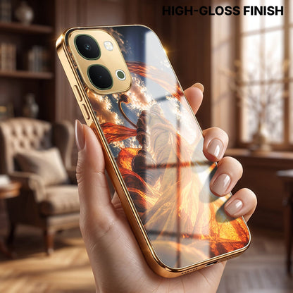 Vivo Y51 Pro 5G Divine Hanuman Gold Electroplated Glass Phone Back Case