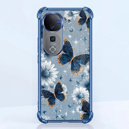 Vivo V40 Pro 5G Blue Butterfly Floral Airbags Printed Back Case