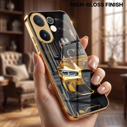 Vivo V60 5G Golden BMW Gold Electroplated Glass Phone Back Case