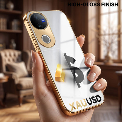 Vivo V50 5G Luxury XAU/USD Gold Electroplated Glass Phone Back Case