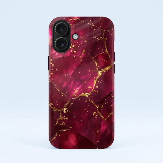 Iphone 16 5g Luxury Crimson Marble Protective Case