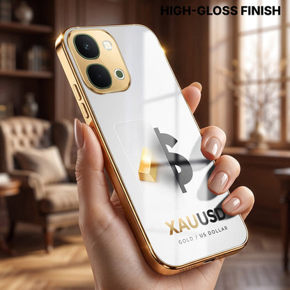 Vivo T5X 5G Luxury XAU/USD Gold Electroplated Glass Phone Back Case