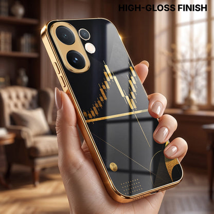 Vivo V60 5G Trading Candles Gold Electroplated Glass Phone Back Case