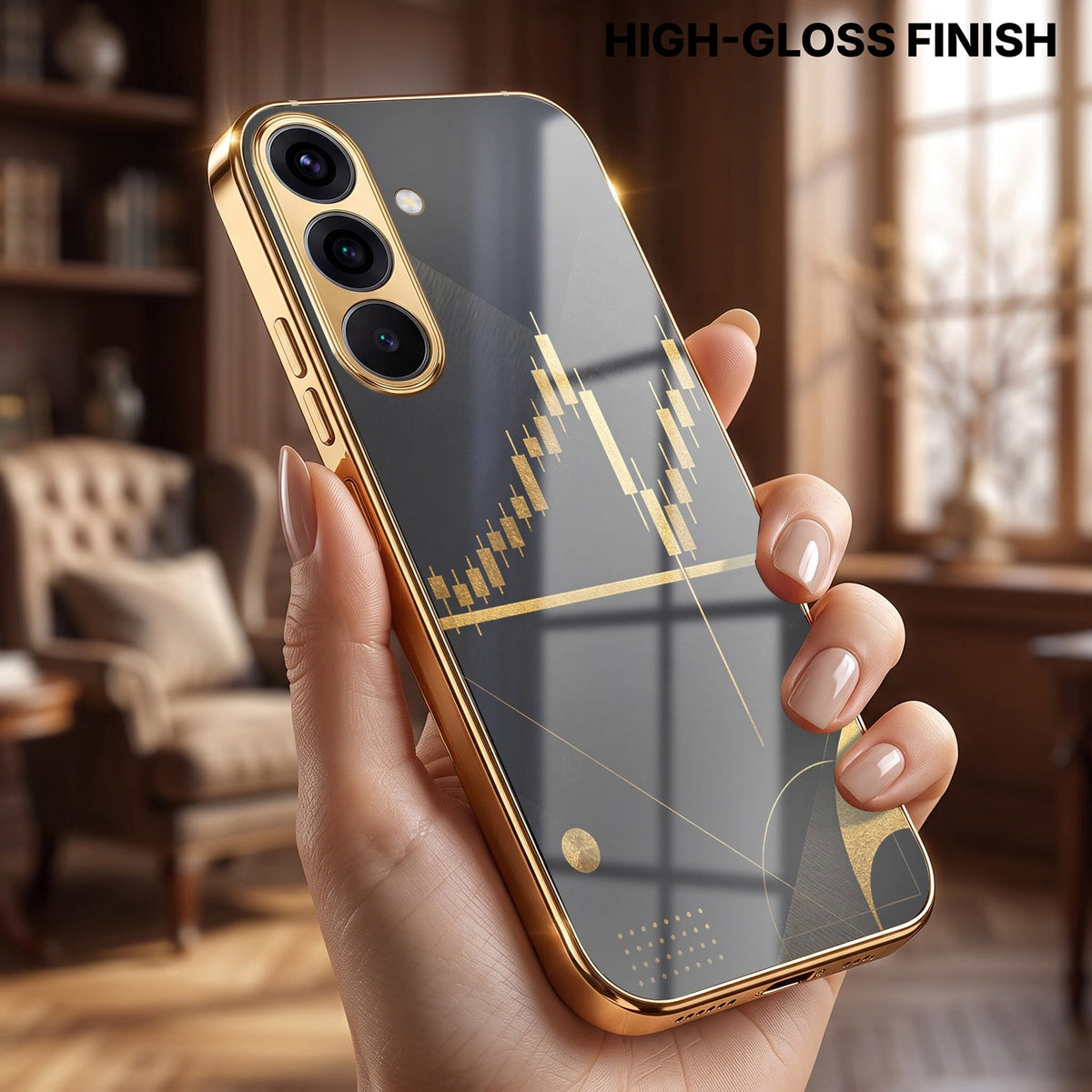 Samsung Galaxy A56 5G Trading Candles Gold Electroplated Glass Phone Back Case