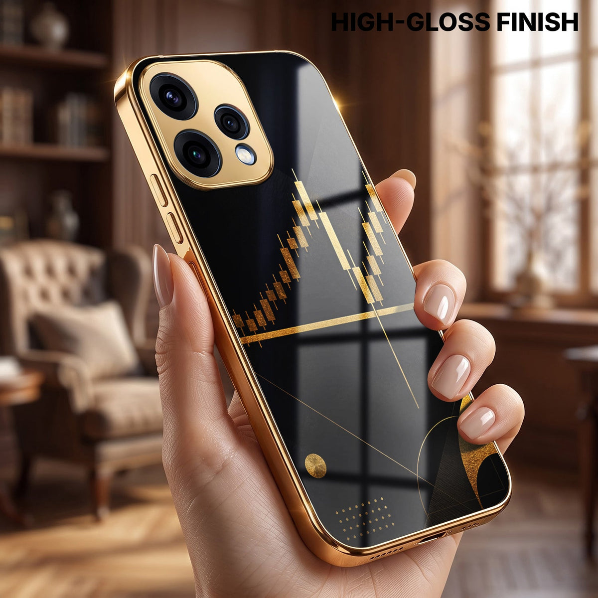 Oppo Reno 15 5G Trading Candles Gold Electroplated Glass Phone Back Case