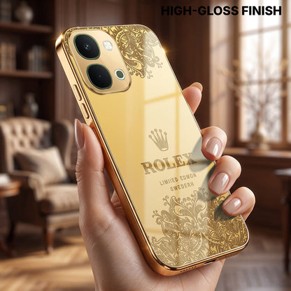 Vivo T5x 5G Rolex Crown Gold Electroplated Glass Phone Back Case