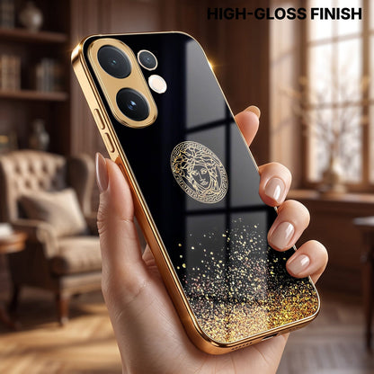 Vivo V60 5G Medusa Head Gold Electroplated Glass Phone Back Case