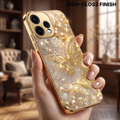 Oppo Reno 15 5G Golden Butterfly Gold Electroplated Glass Phone Back Case