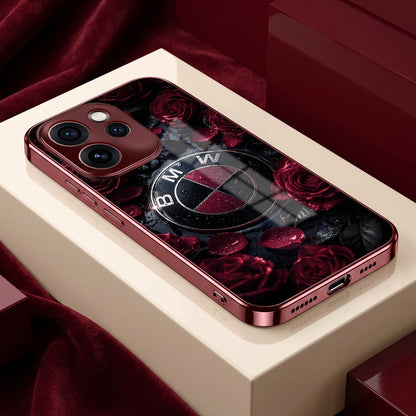 Oppo Reno 15 Pro Mini 5G BMW Logo Burgundy Electroplated Glass Back Case