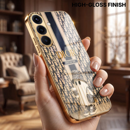 Samsung Galaxy A36 5G Luxury Dior Gold Electroplated Glass Phone Back Case