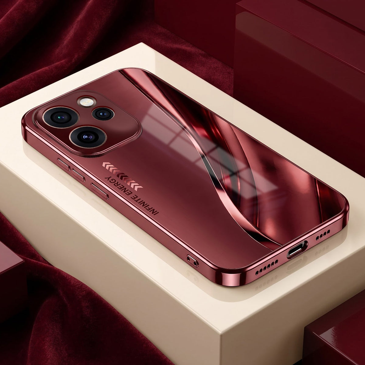 Oppo Reno 15 Pro Mini 5G Infinity Energy Burgundy Electroplated Glass Back Case
