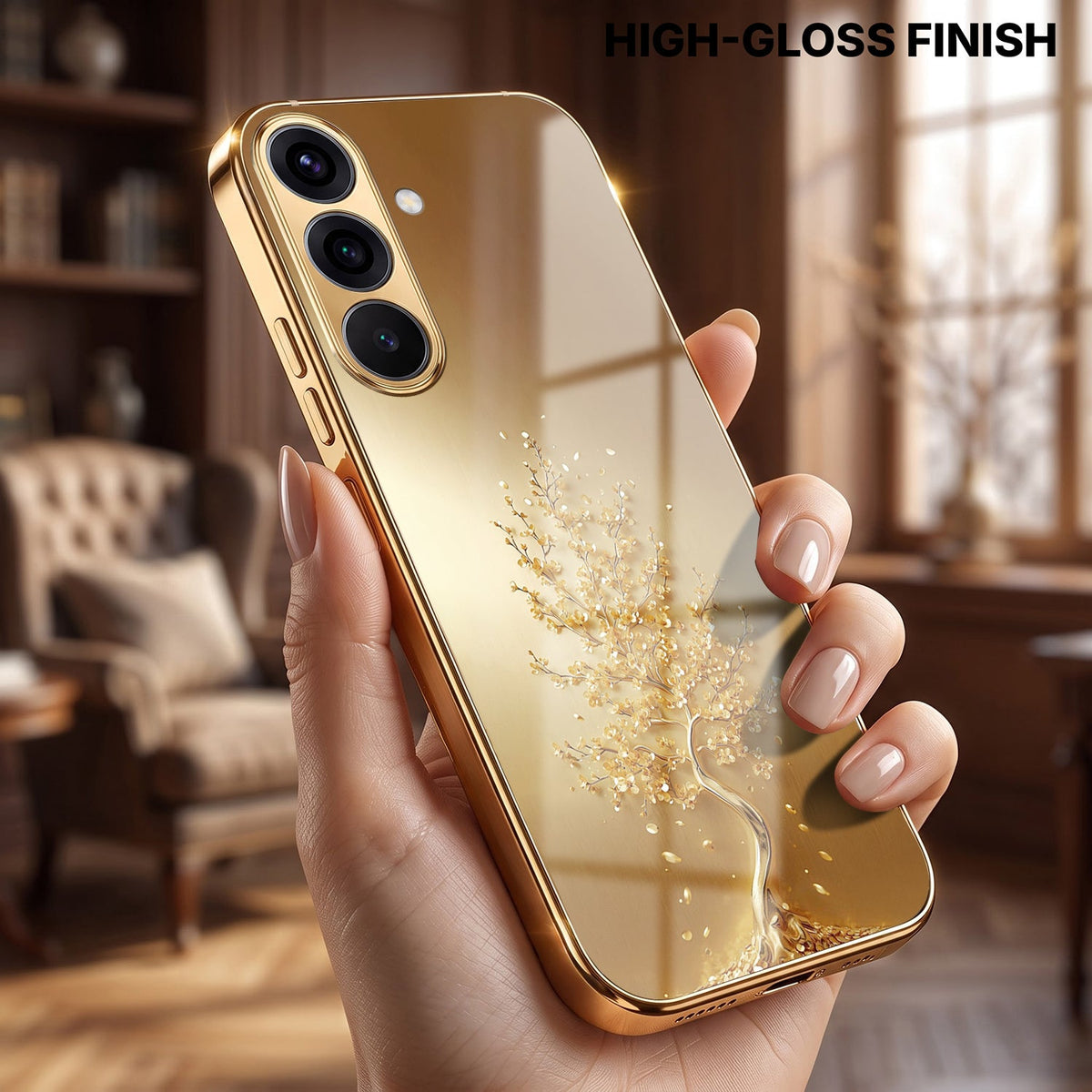 Samsung Galaxy A36 5G Golden Tree Gold Electroplated Glass Phone Back Case