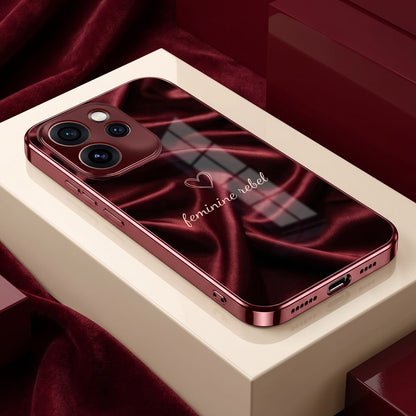 Oppo Reno 15 Pro Mini 5G Feminine Rebel Burgundy Electroplated Glass Back Case