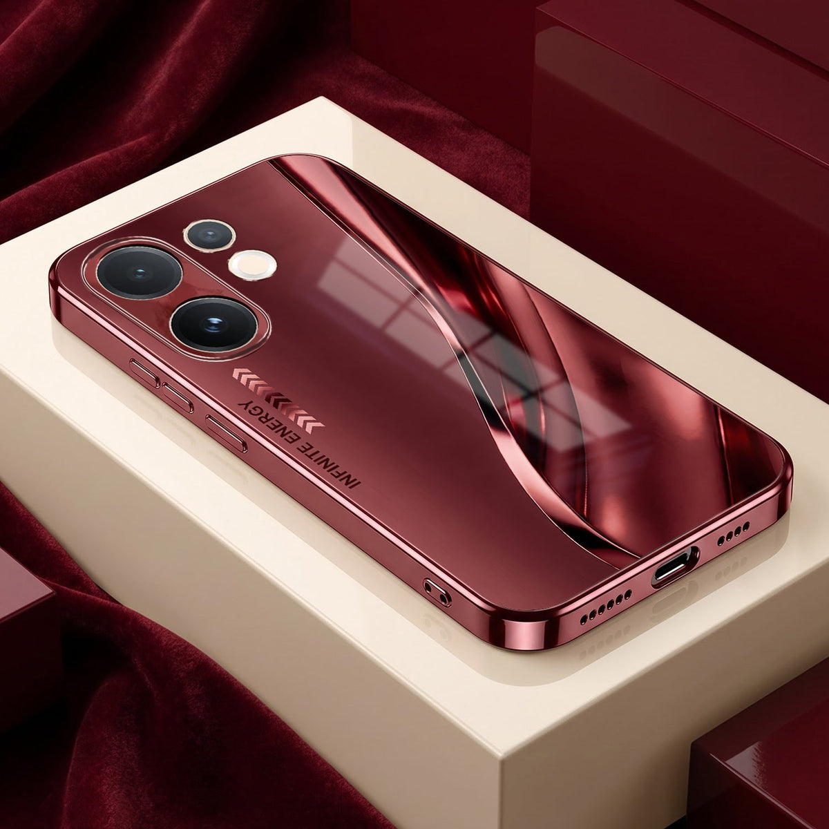 Vivo V60 5G Infinity Energy Burgundy Electroplated Glass Back Case