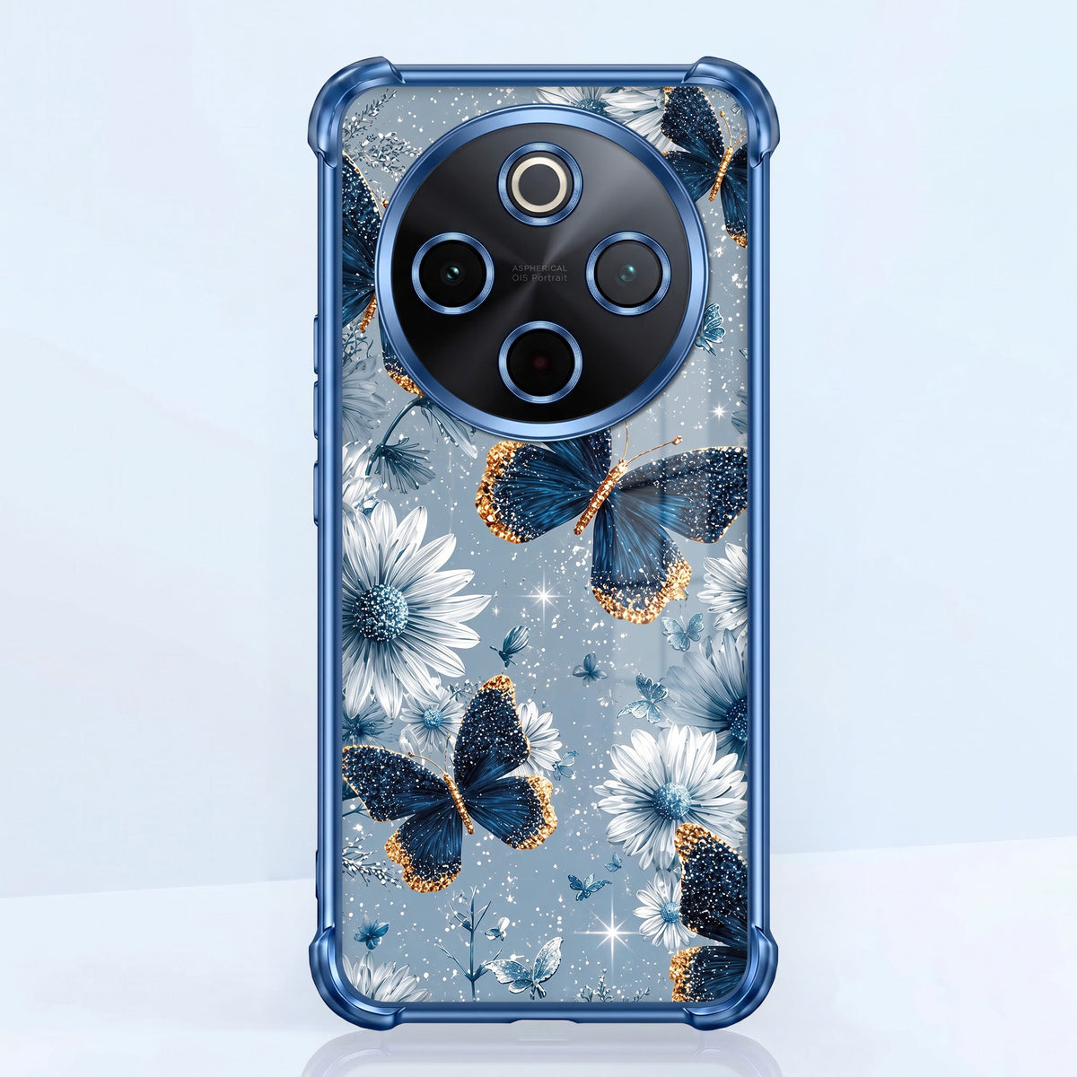 Vivo T4 5G Blue Butterfly Floral Airbags Printed Back Case