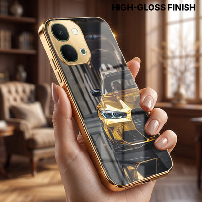 Vivo T5x 5G Golden BMW Gold Electroplated Glass Phone Back Case