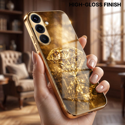 Samsung Galaxy A36 5G Golden Diamond Gold Electroplated Glass Phone Back Case