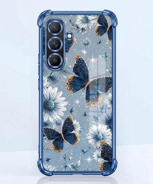 Samsung Galaxy A36 5G Blue Butterfly Floral Airbags Printed Back Case