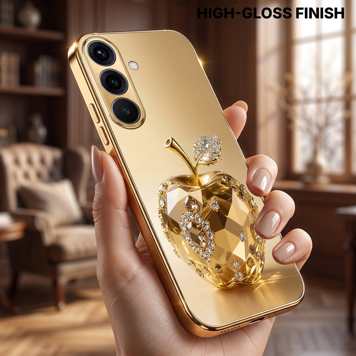 Samsung Galaxy A36 5G Golden Apple Gold Electroplated Glass Phone Back Case