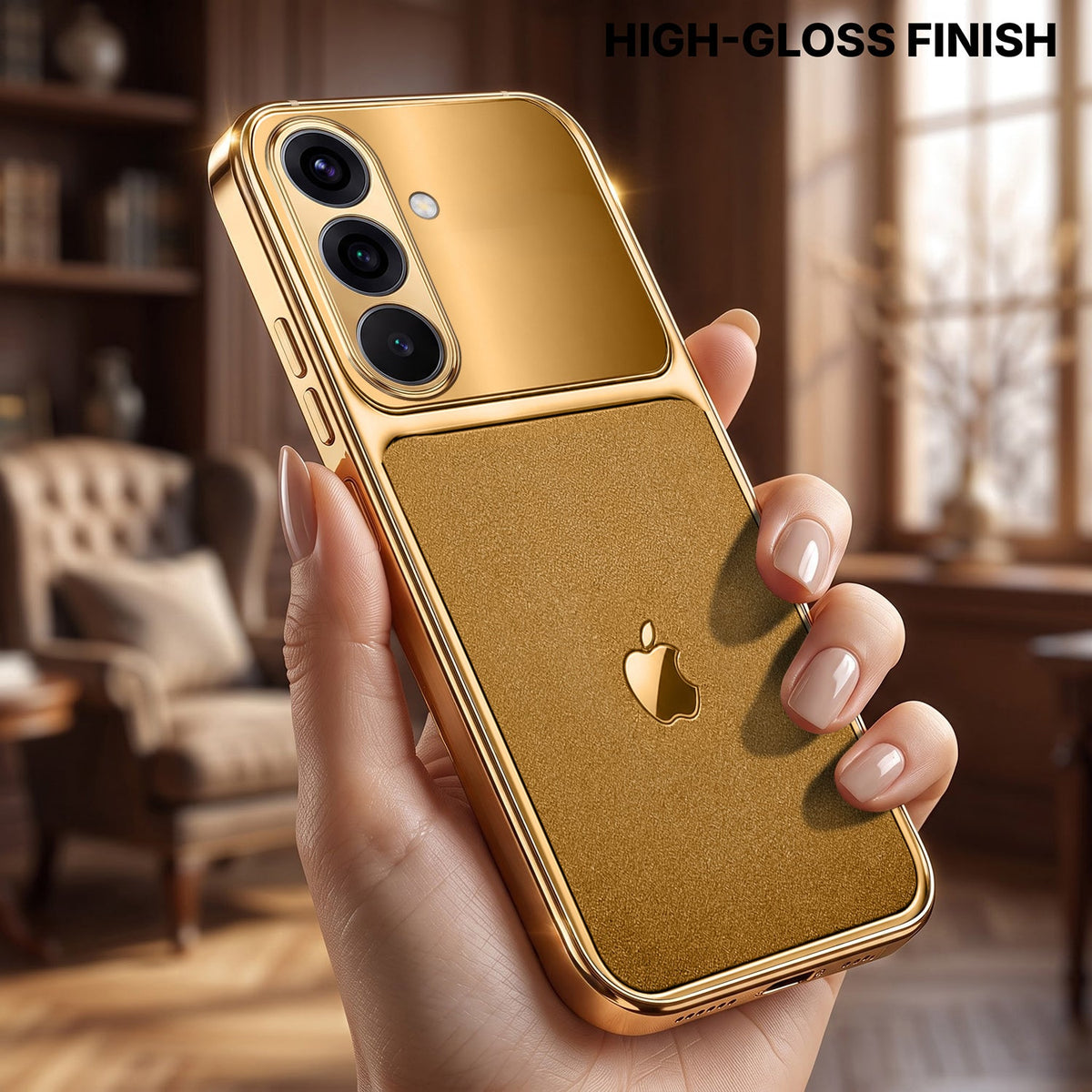 Samsung Galaxy A56 5G Royal Touch Apple Gold Electroplated Glass Phone Back Case