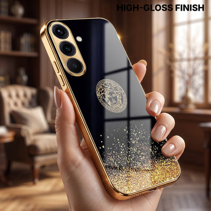 Samsung Galaxy A36 5G Medusa Head Gold Electroplated Glass Phone Back Case