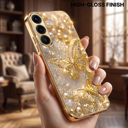 Samsung Galaxy A36 5G Golden Butterfly Gold Electroplated Glass Phone Back Case
