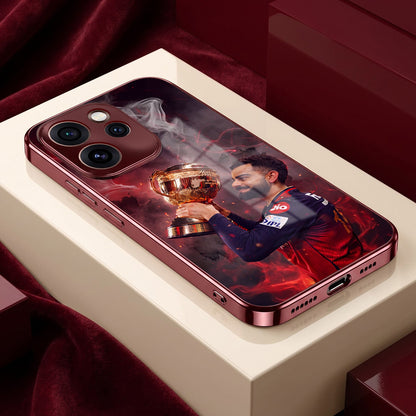 Oppo Reno 15 Pro Mini 5G Virat Kohli Burgundy Electroplated Glass Back Case