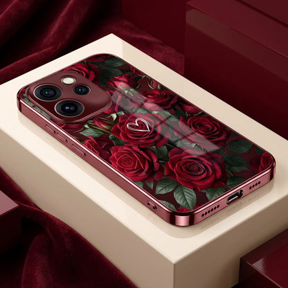 Oppo Reno 15 Pro Mini 5G Rose Heart Burgundy Electroplated Glass Back Case