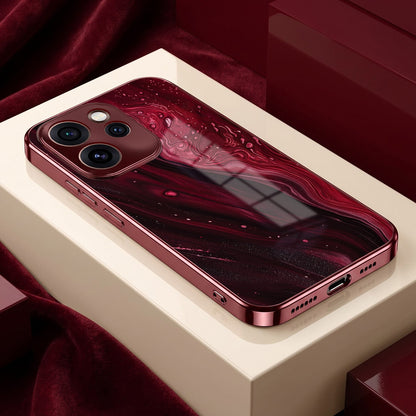 Oppo Reno 15 Pro Mini 5G Marble Burgundy Electroplated Glass Back Case