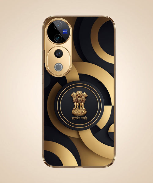 Vivo V40 Pro 5G Royal Emblem Gold Electroplated Glass Phone Back Case