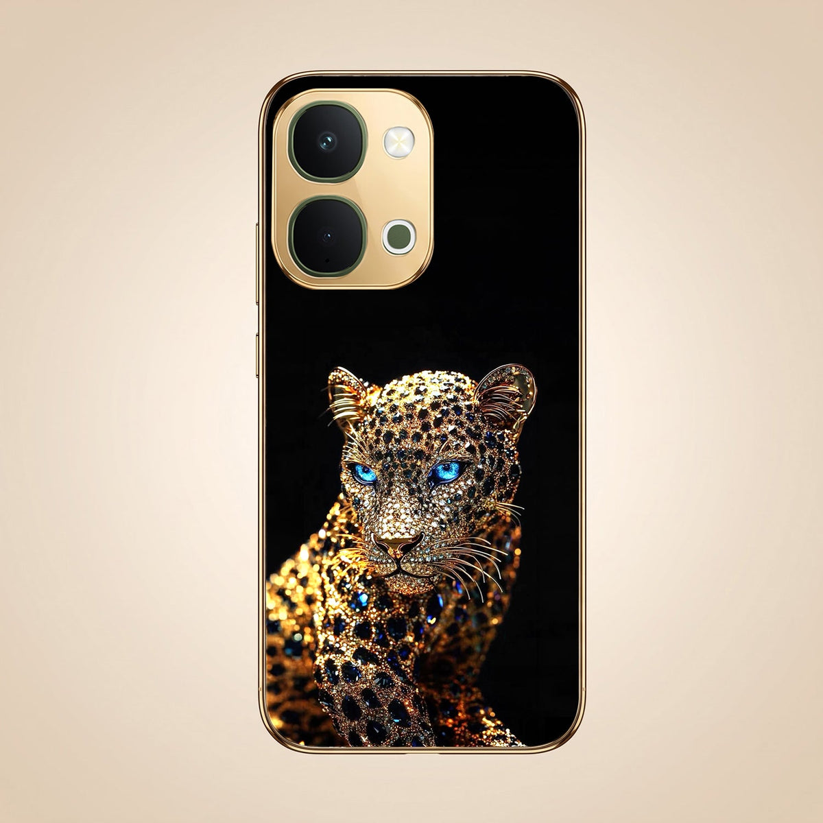 Vivo Y51 Pro 5G Panther Gold Electroplated Glass Phone Back Case
