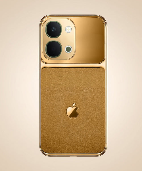 Vivo T5x 5G Royal Touch Apple Gold Electroplated Glass Phone Back Case