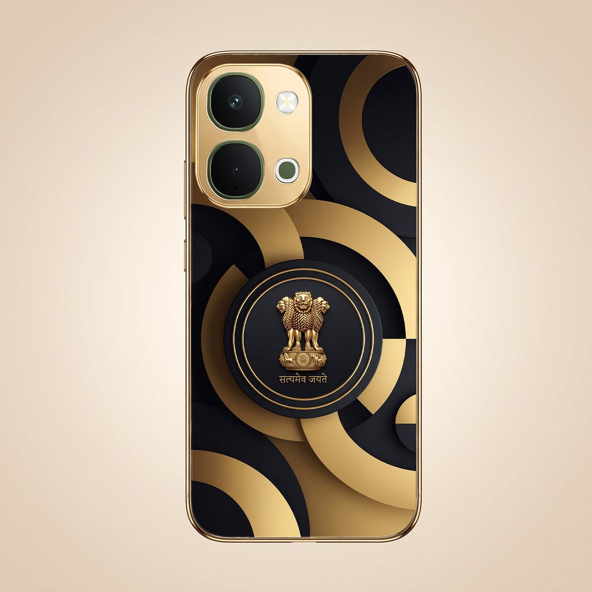 Vivo Y51 Pro 5G Royal Emblem Gold Electroplated Glass Phone Back Case
