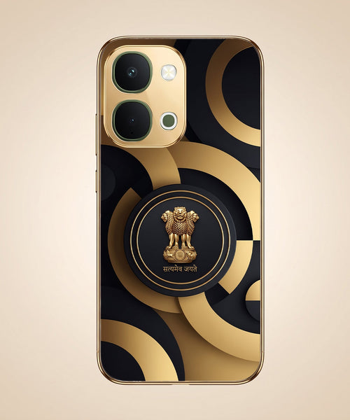 Vivo Y51 Pro 5G Royal Emblem Gold Electroplated Glass Phone Back Case