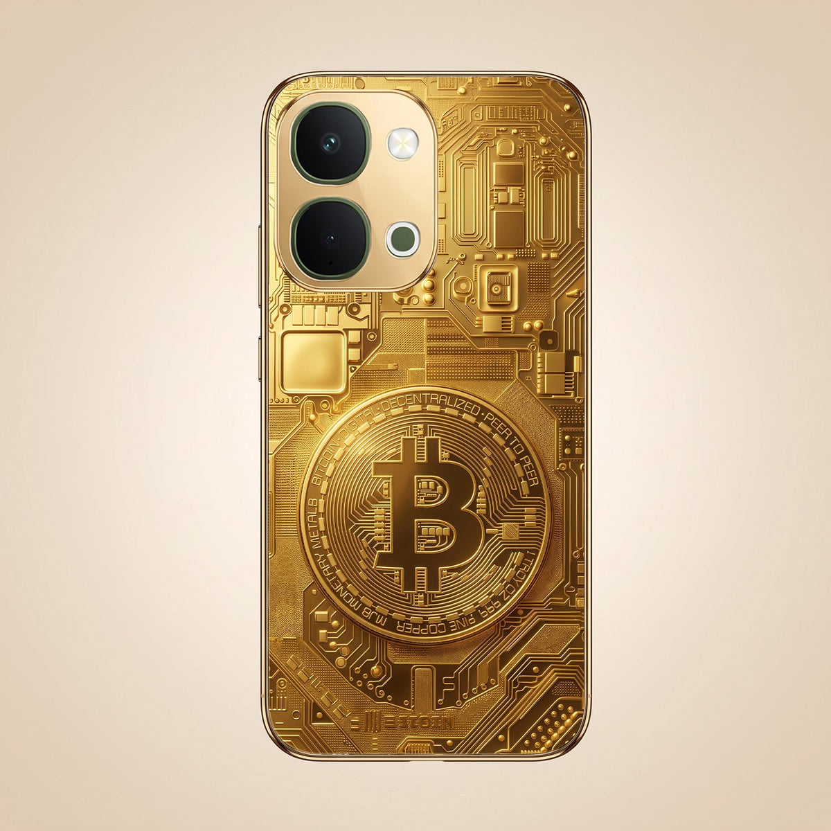 Vivo T5x 5G Bitcoin Gold Electroplated Glass Phone Back Case
