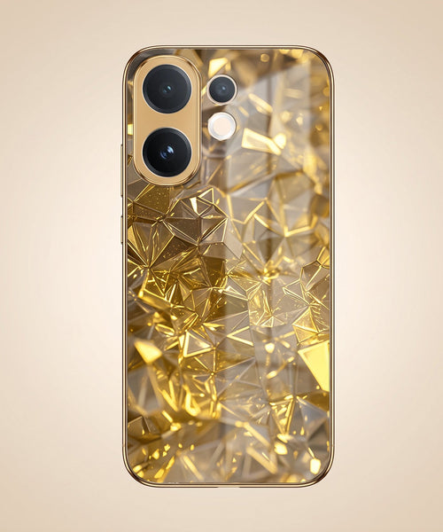 Vivo V60 5G Golden Diamond Shatter Gold Electroplated Glass Phone Back Case