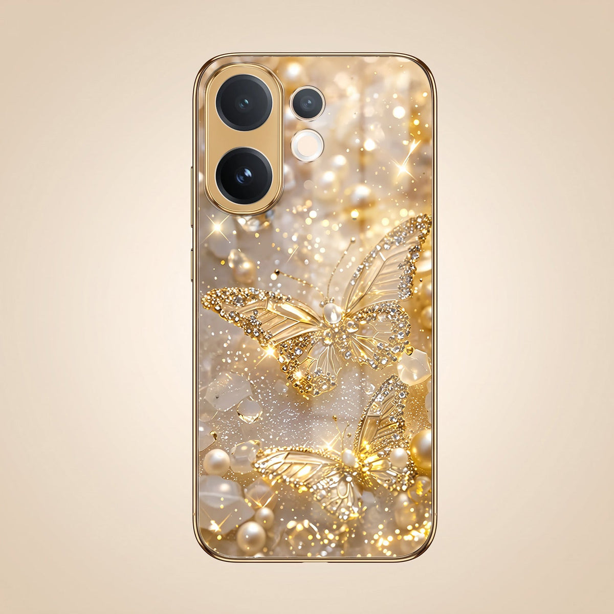 Vivo T4 Pro 5G Golden Butterfly Gold Electroplated Glass Phone Back Case