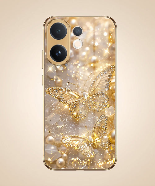 Vivo T4 Pro 5G Golden Butterfly Gold Electroplated Glass Phone Back Case