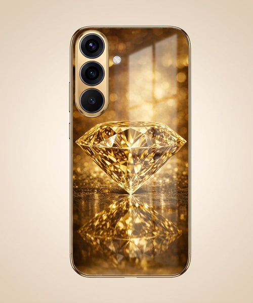 Samsung Galaxy A56 5G Golden Diamond Gold Electroplated Glass Phone Back Case