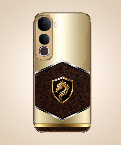 Vivo Y400 Pro 5G Dragon Crest Gold Electroplated Glass Phone Back Case